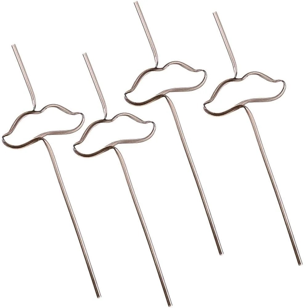 Mustache Straws 10" Black Plastic Silly Straws 4ct Fiesta Party Favor